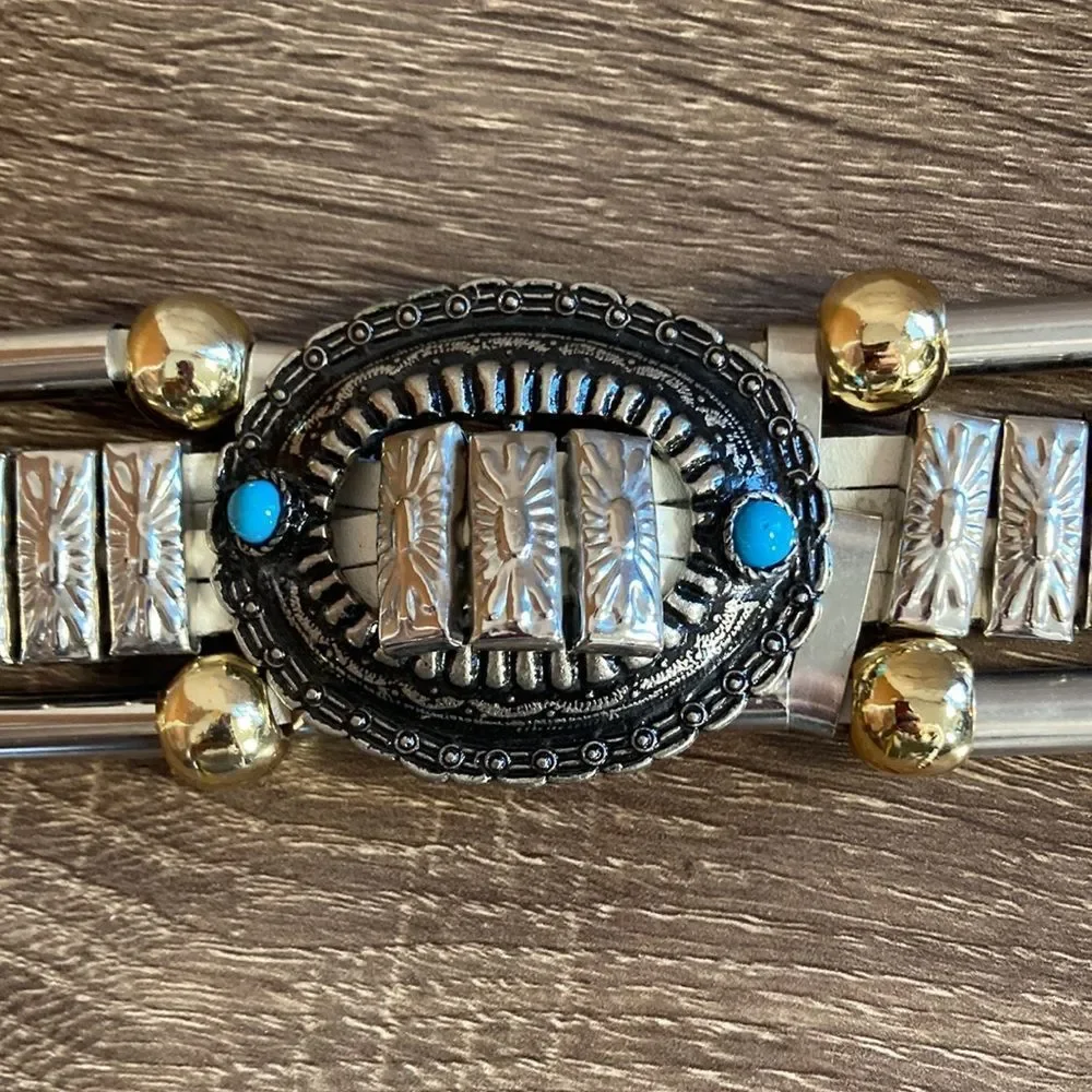 Vintage Women’s Medium Western Belt White & Silver